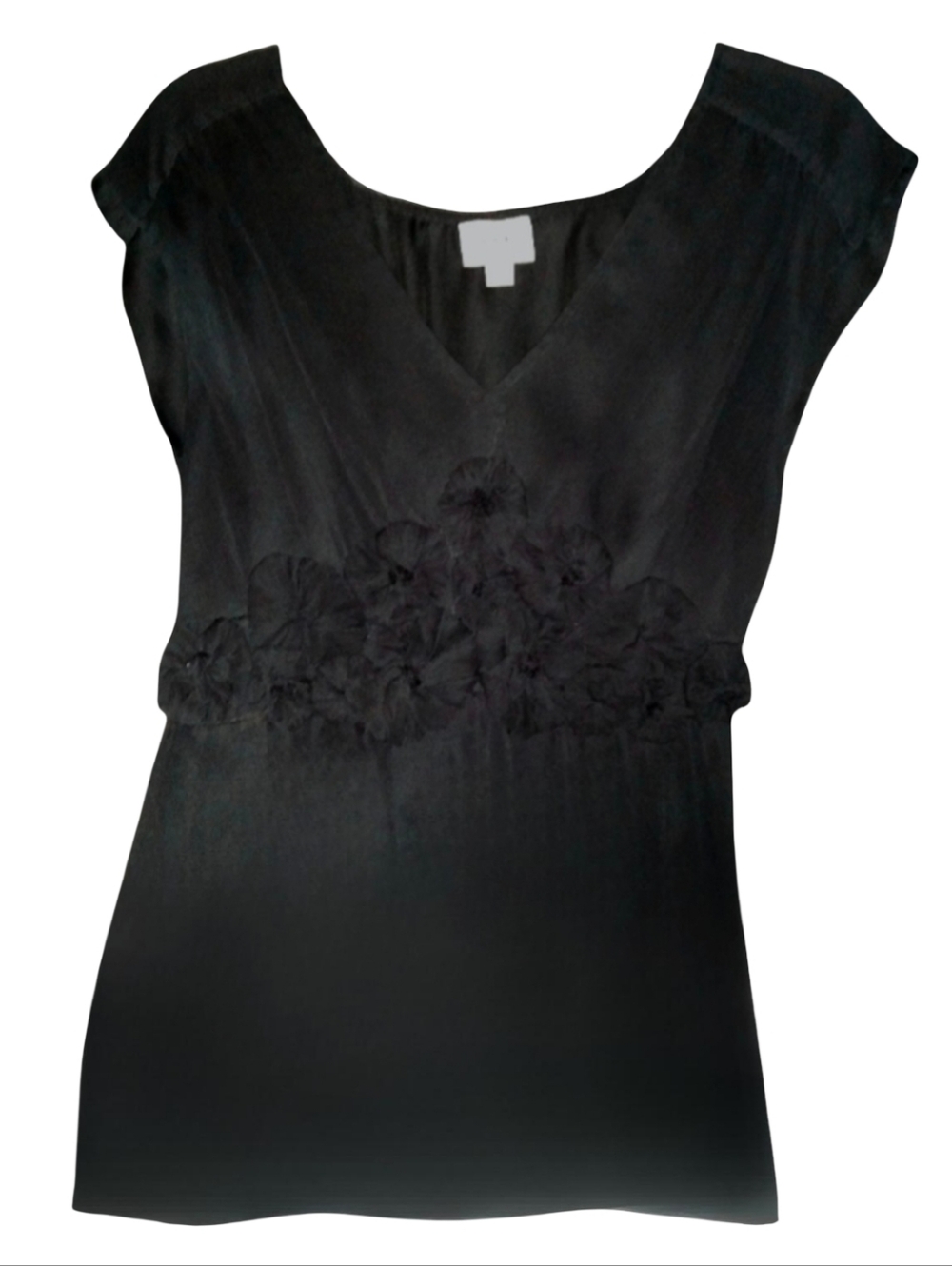 Gothic Flower Black Roses Top Floral Waist Cinch V Neck Goth Rose Flowers Blouse